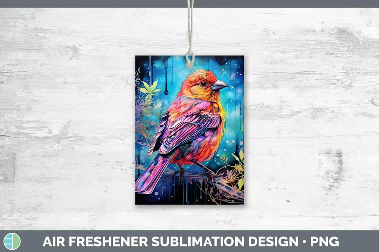 Neon Birds Fi Air Freshener Sublimation Car Freshener Design
