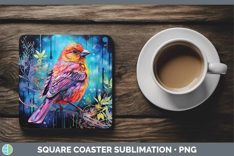 Neon Birds Fi Square Coaster Sublimation Coaster Designs