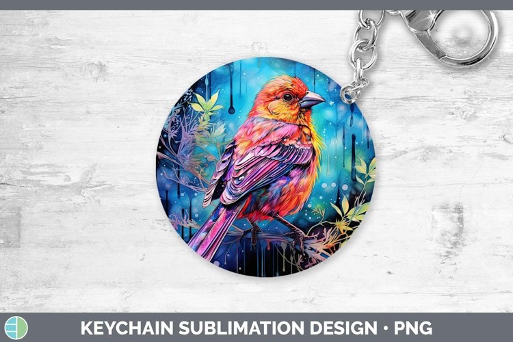 Neon Birds Finch Keychain Sublimation Keyring Designs