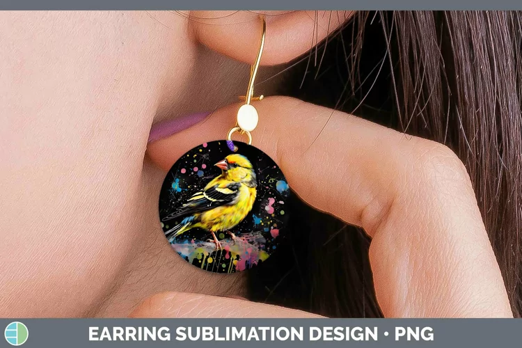Neon Birds Goldfi Round Earrings Sublimation Earrings Design