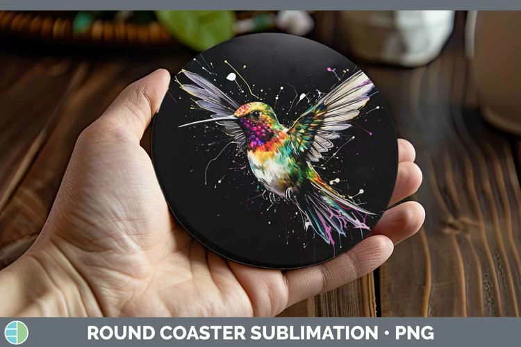 Neon Birds Hummingb Round Coaster Sublimation Coaster Design