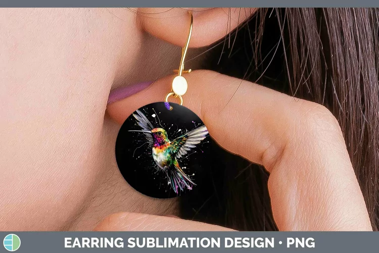 Neon Birds Hummingb Round Earrings Sublimation Earrings Desi