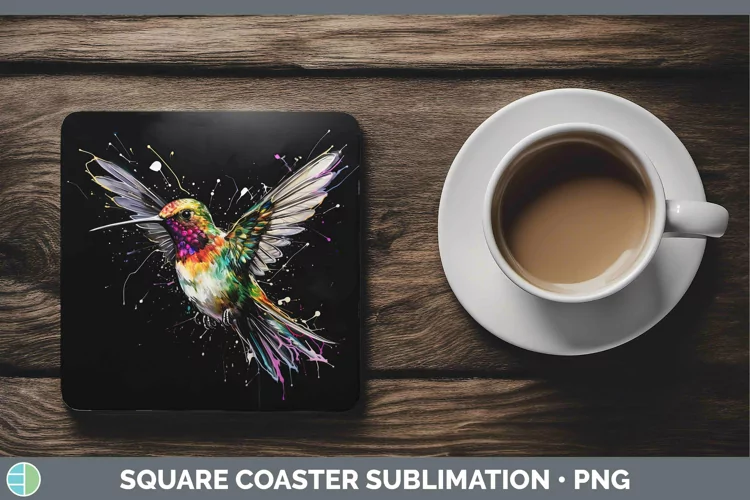 Neon Birds Hummingb Square Coaster Sublimation Coaster Desig