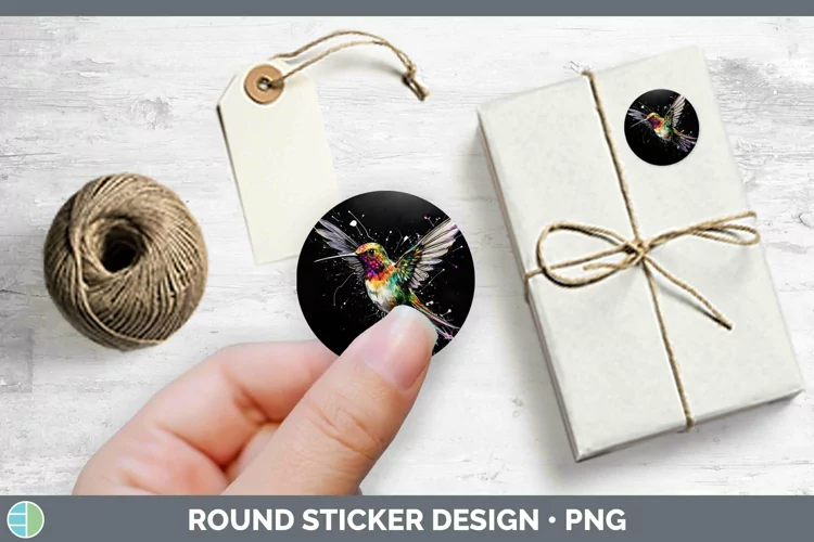 Neon Birds Hummingb Stickers | Round Labels Designs