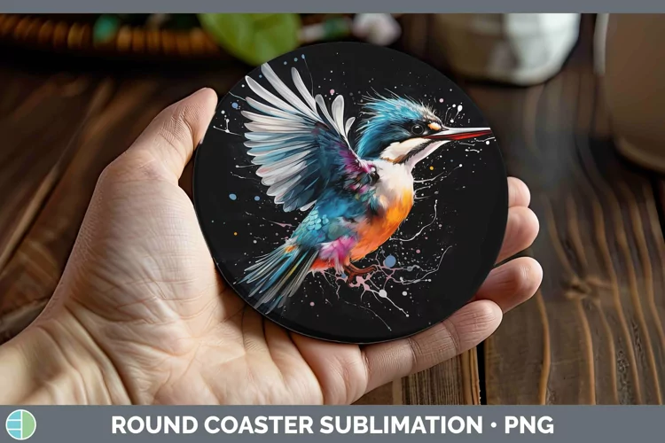 Neon Birds Kingfis Round Coaster Sublimation Coaster Designs