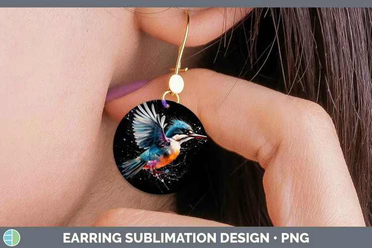 Neon Birds Kingfis Round Earrings Sublimation Earrings Desig