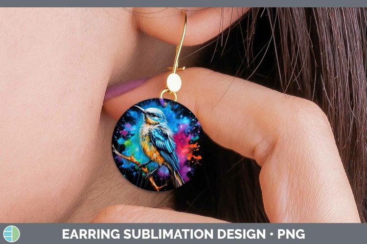 GorgeousNeon Birds Round Earrings design.