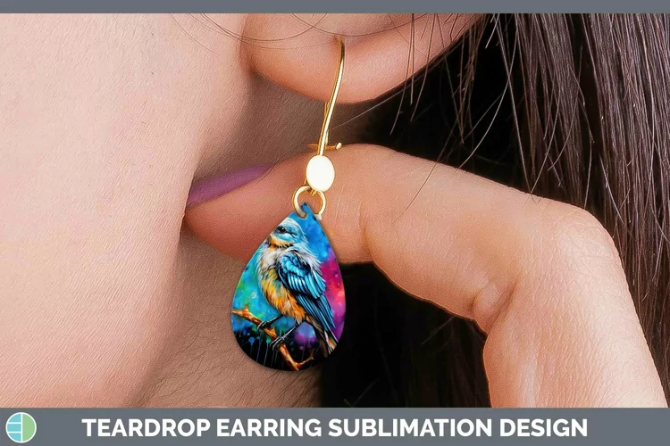Neon Birds Mockingb Teardrop Earrings Sublimation Earrings D