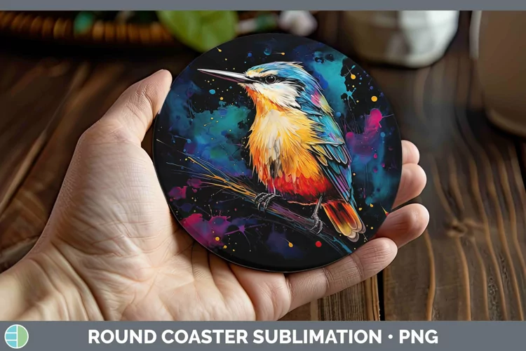 Neon Birds Nutha Round Coaster Sublimation Coaster Designs