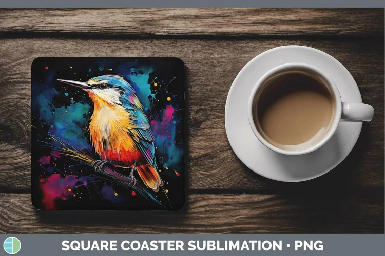 Neon Birds Nutha Square Coaster Sublimation Coaster Designs