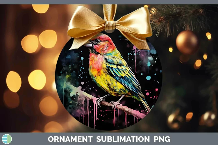 Neon Birds Pine Grosb Ornament Sublimation Bauble Designs