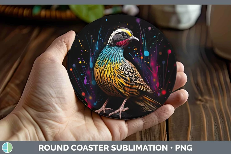 Neon Birds Qu Round Coaster Sublimation Coaster Designs