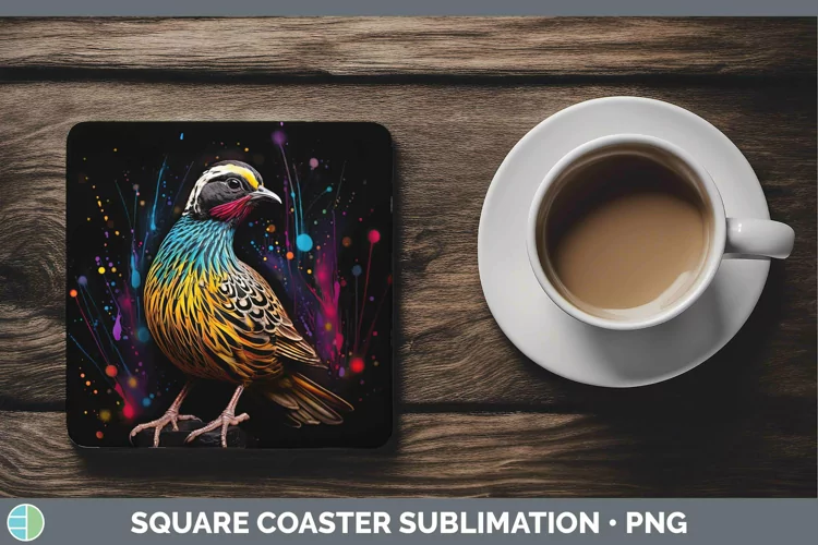 Neon Birds Qu Square Coaster Sublimation Coaster Designs