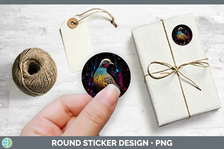 Neon Birds Qu Stickers | Round Labels Designs