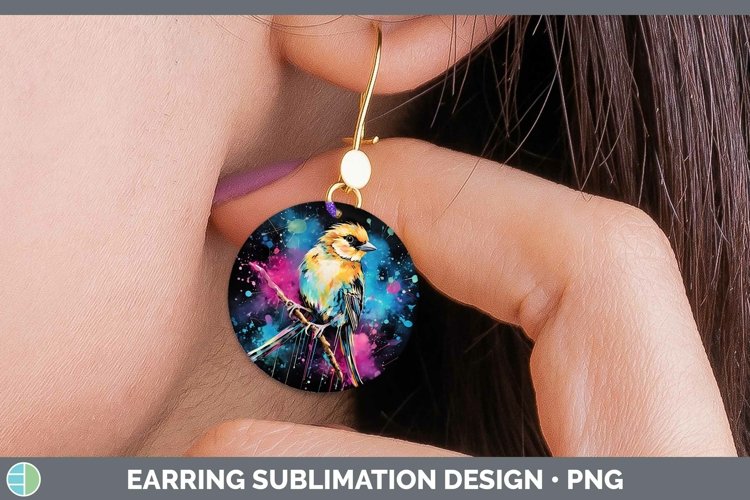 GorgeousNeon Birds Round Earrings design.