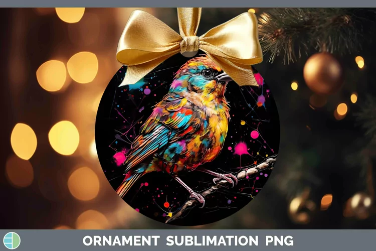 Neon Birds Sparrow Ornament Sublimation Bauble Designs