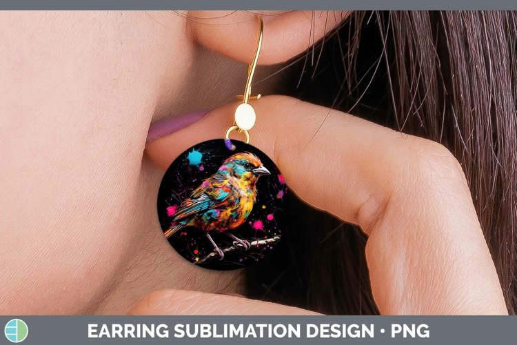 GorgeousNeon Birds Round Earrings design.