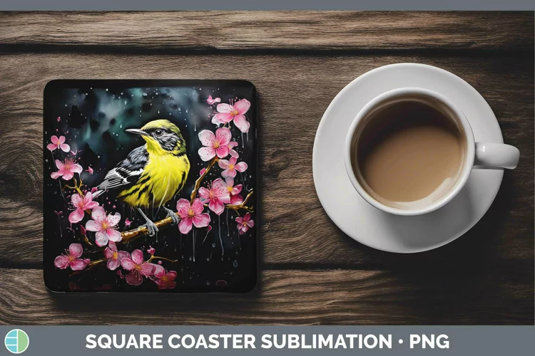 Neon Birds Warb Square Coaster Sublimation Coaster Designs