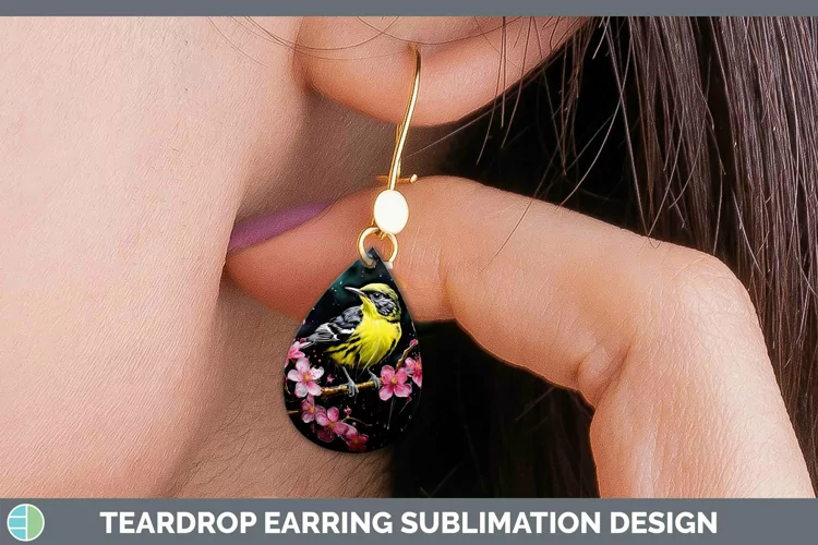 Neon Birds Warb Teardrop Earrings Sublimation Earrings Desig