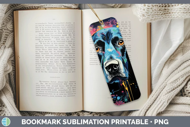 Neon Bluetick Coonhound Bookmark Sublimation Printable Desig