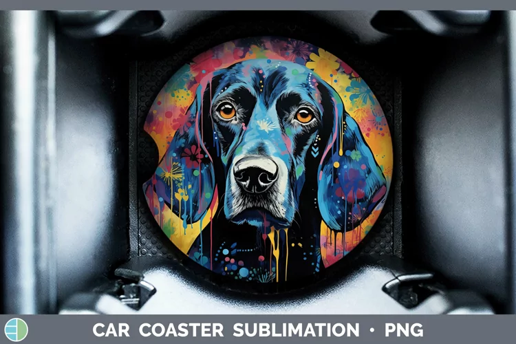 Neon Bluetick Coonhound Car Coaster Sublimation Coaster Desi