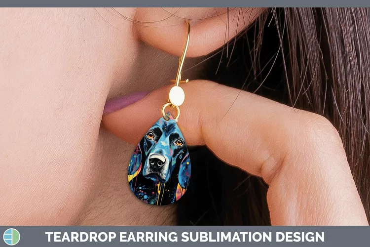 Neon Bluetick Coonhound Teardrop Earrings Sublimation Earrin