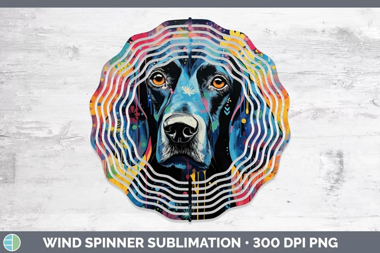 Neon Bluetick Coonhound Wind Spinner Sublimation Spinner Des