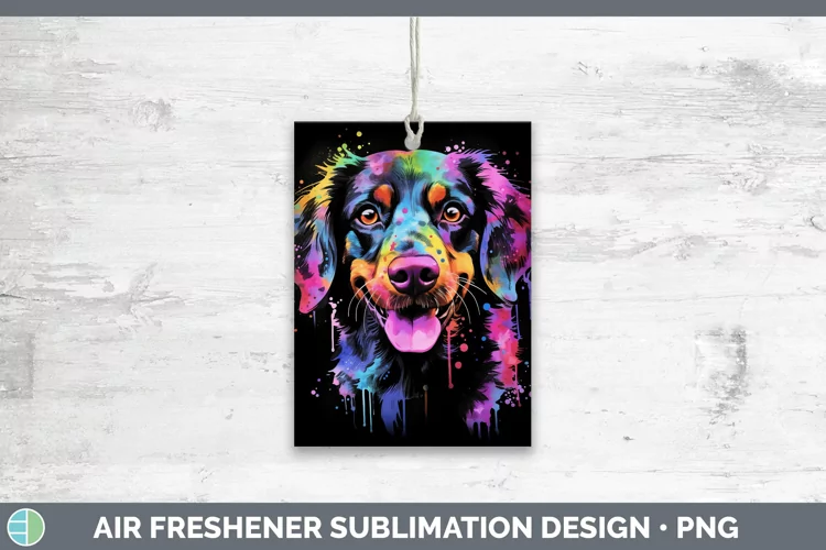 Neon Brittany Dog Air Freshener Sublimation Car Freshener De