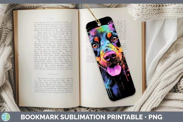 Neon Brittany Dog Bookmark Sublimation Printable Designs