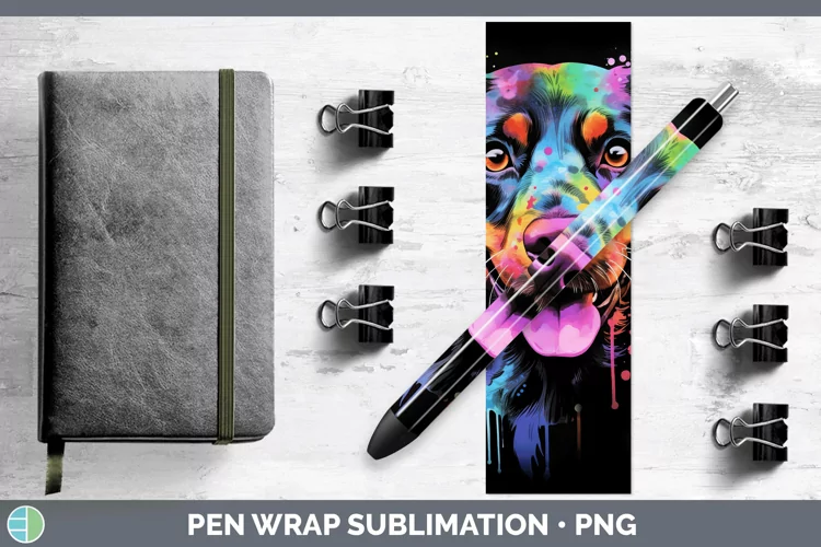 Neon Brittany Dog Pen Wrap Sublimation Epoxy Pen Designs