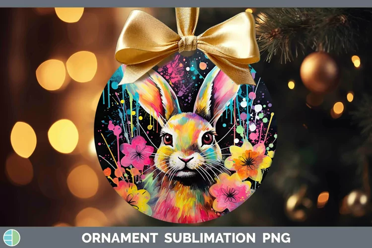 Neon Bunny Ornament Sublimation Bauble Designs