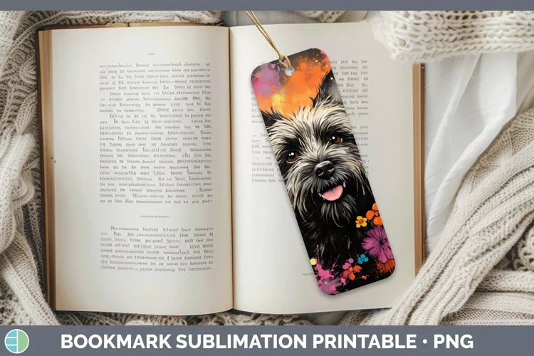 Neon Cairn Terrier Bookmark Sublimation Printable Designs