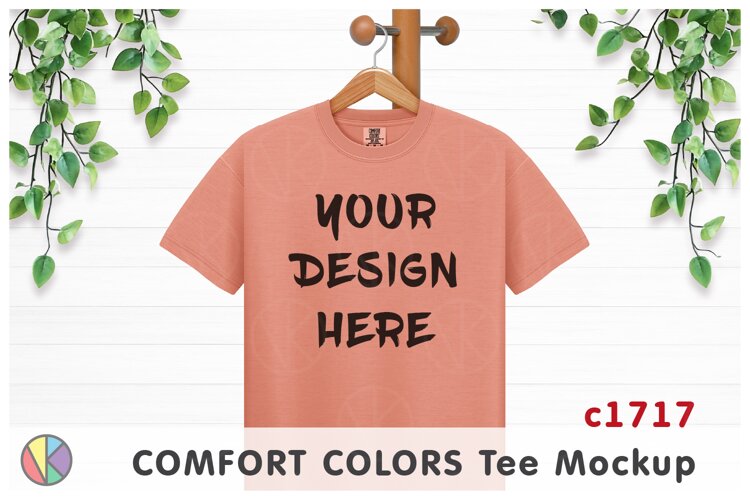 Neon Cantaloupe Comfort Colors 1717 T-Shirt Mockup.