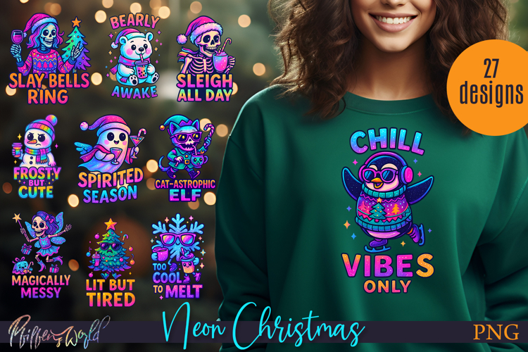 Neon Christmas Bundle | Funny Quotes | Sublimation Designs