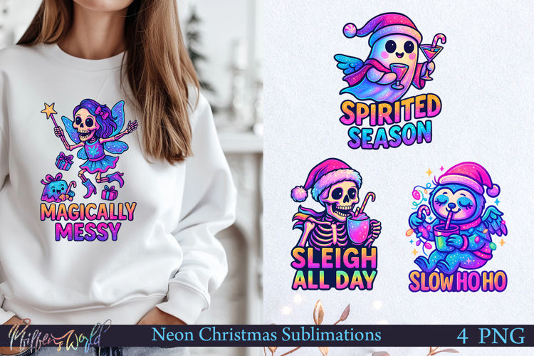 Neon Christmas Sublimation Designs | magically messy