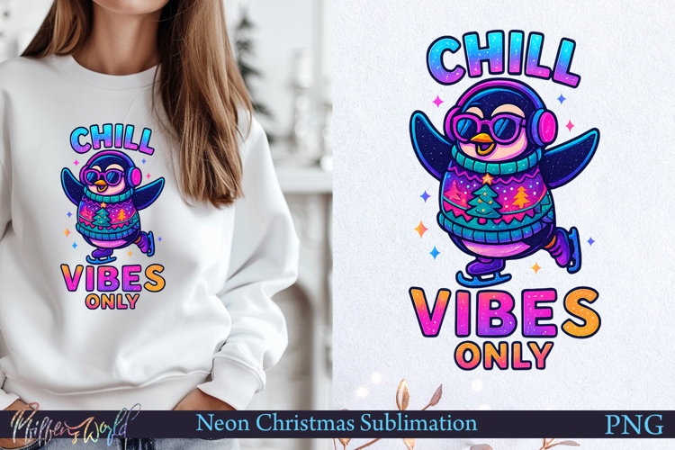 Neon Christmas Sublimation Design | chill vibes only