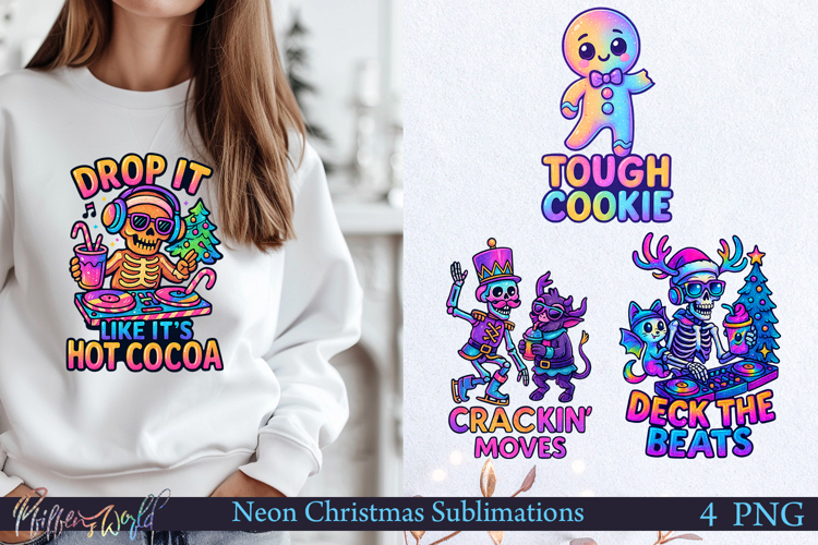 Neon Christmas Sublimation Designs | tough cookie