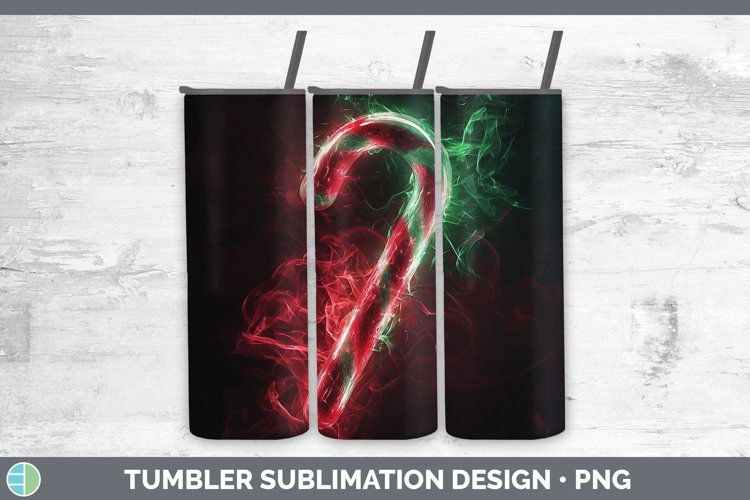 Neon Christmas Candy Cane Tumbler Sublimation 20 oz Skinny T