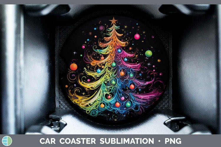 Neon Christmas Tree Car Coaster Sublimation Coaster Des
