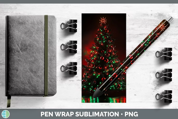 Neon Christmas Tree Pen Wrap Sublimation Pen Designs