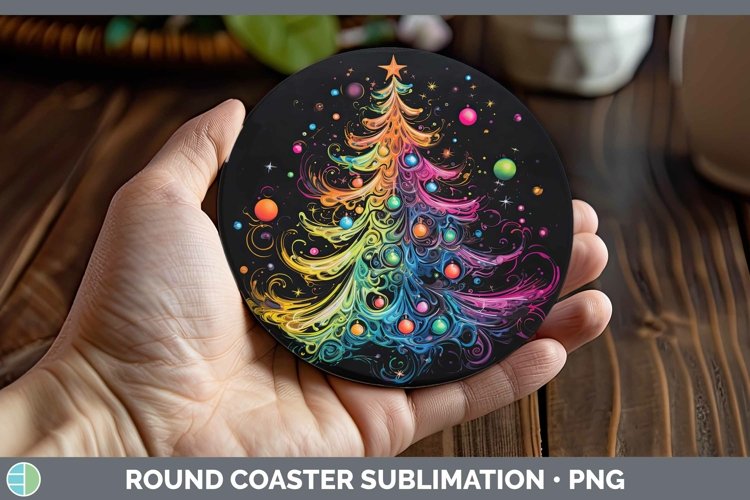 GorgeousNeon Christmas Round Coaster design.