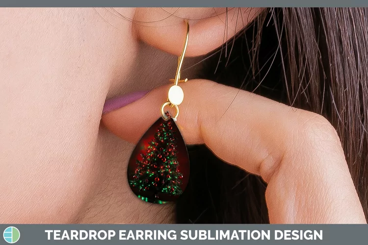 Neon Christmas Tree Teardrop Earrings Sublimation Earri