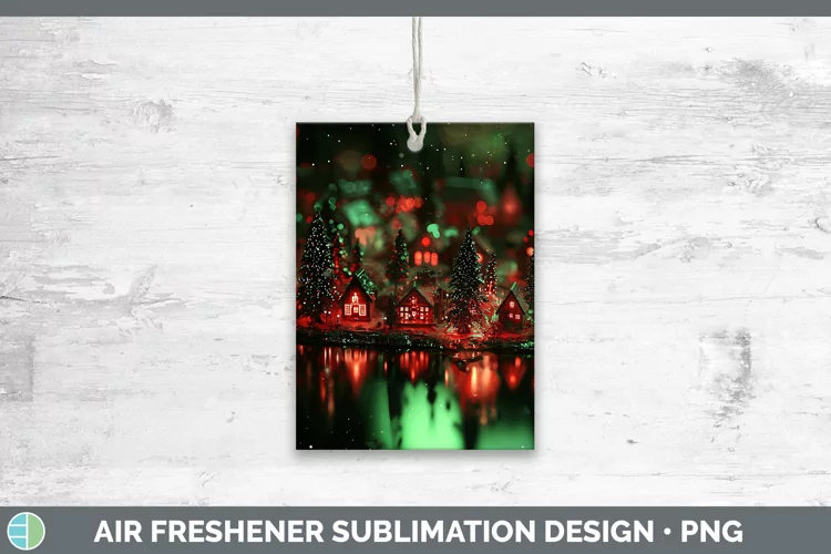 Neon Christmas Village Air Freshener Sublimation Car Fr