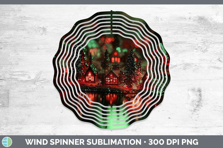 Neon Christmas Village Wind Spinner Sublimation Spinner