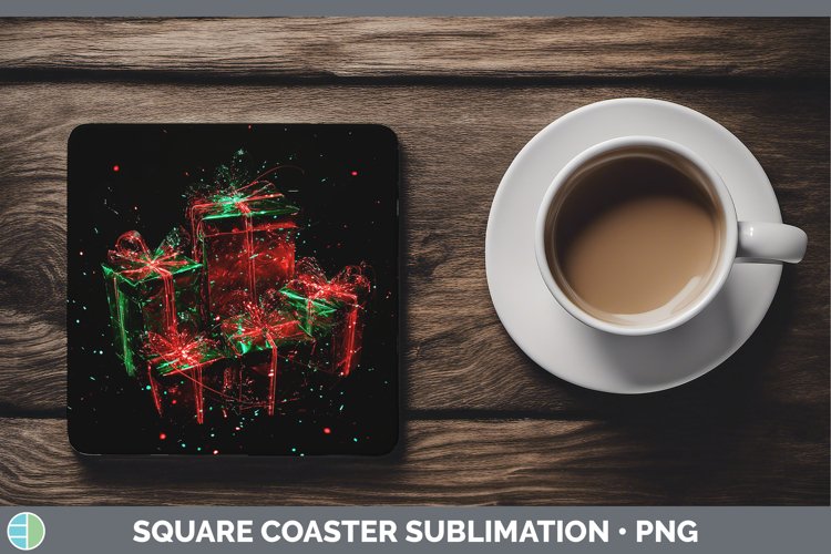 GorgeousNeon Christmas Square Coaster design.
