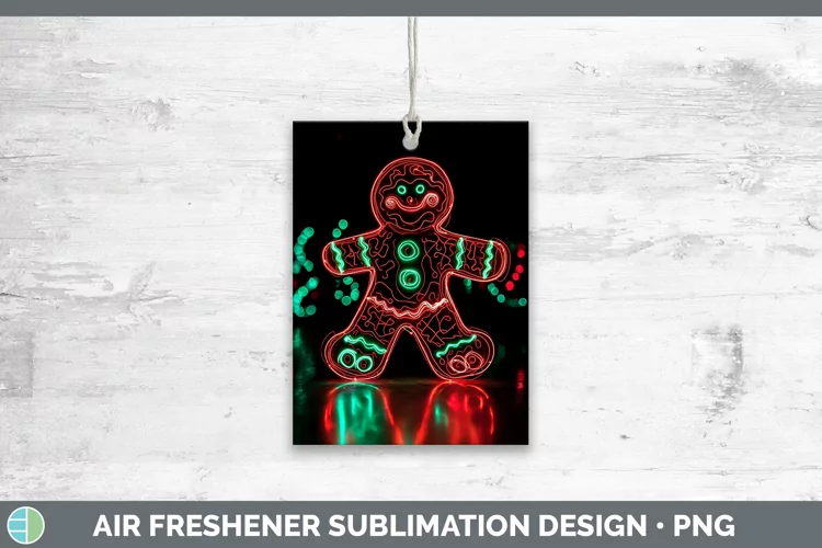 Neon Christmas Gingerbread Man Air Freshener Sublimation Car