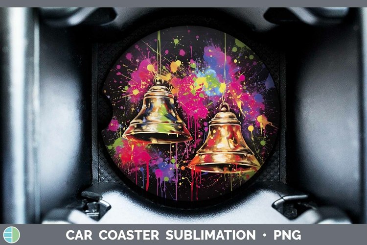 Neon Christmas Jingle Bells Car Coaster Sublimation Coaster