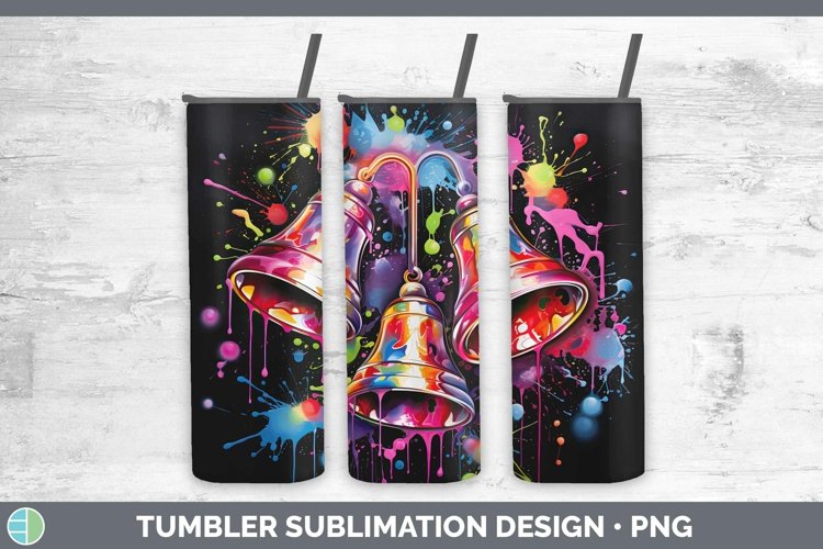 Neon Christmas Jingle Bells Tumbler Sublimation 20 oz Skinny