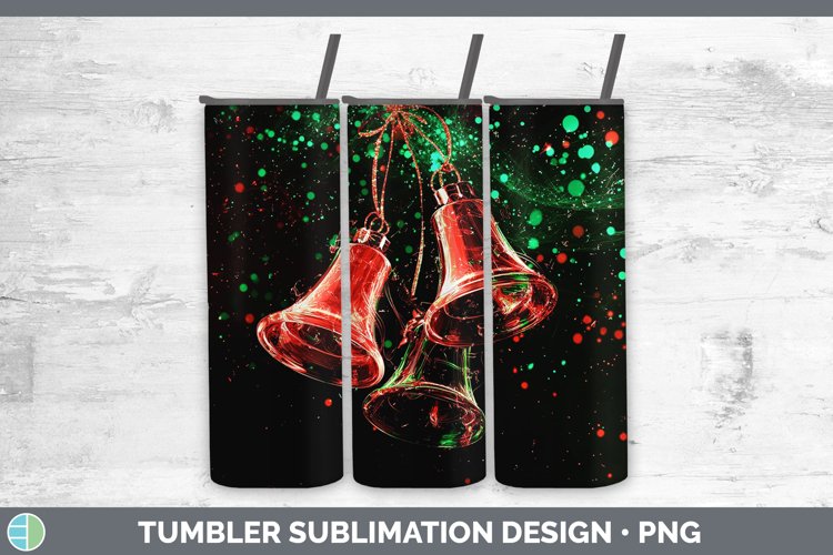 Neon Christmas Jingle Bells Tumbler Sublimation 20 oz Skinny