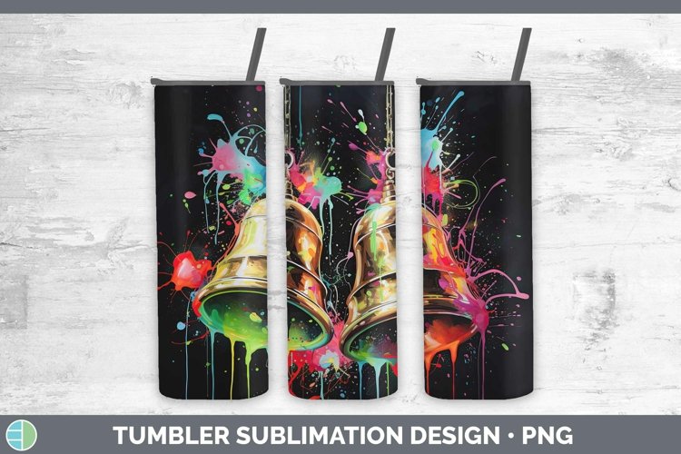 Neon Christmas Jingle Bells Tumbler Sublimation 20 oz Skinny